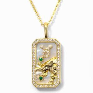 SALE 18k Stamped Gold Filled Iridescent Taurus Horoscope Crystal Necklace
